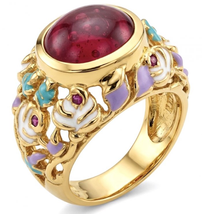 Giovanna 5.6 carat Kashmir Ruby .925 Sterling Silver dipped in 22K Gold handmade Statement Ring size 7 - video