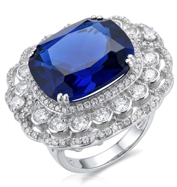 Precious Design oval cut 22.9 CARAT Tanzanite rhodium over .925 Sterling Silver Statement Ring s. 6 3/4 - video
