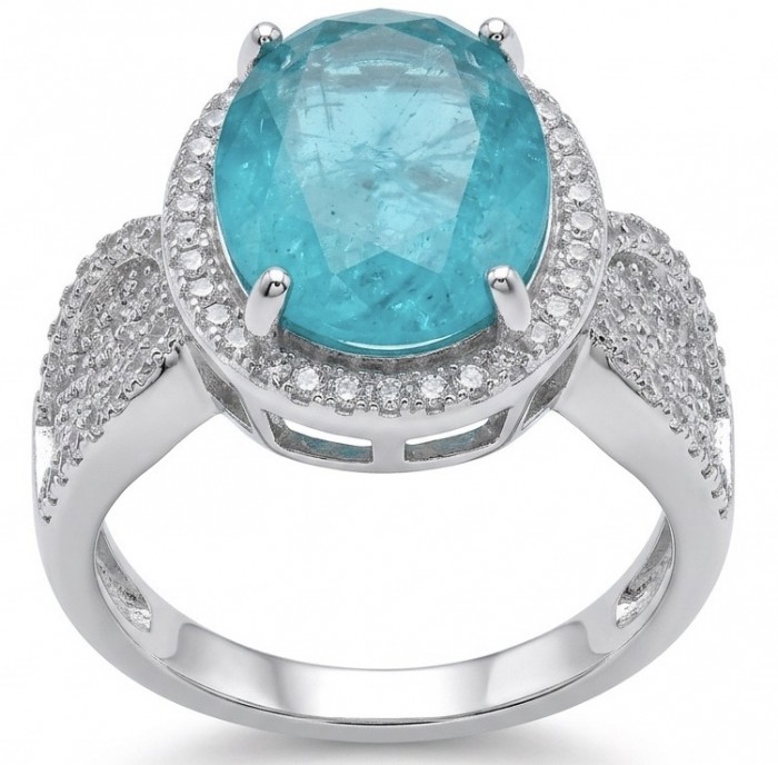 Elizabeth oval cut 14.8 carat Colombian Emerald .925 Sterling Silver dipped in Rhodium handcrafted Ring size 8