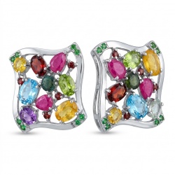 Giovanna - Authentic 10.5 carat Multigem rhodium over .925 Sterling Silver handcrafted earrings