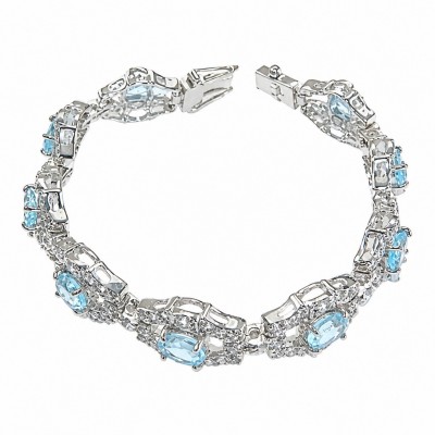 Oceansite - Magnificent 42.5 carat Swiss Blue Topaz .925 Sterling Silver handcrafted Heavy Bracelet