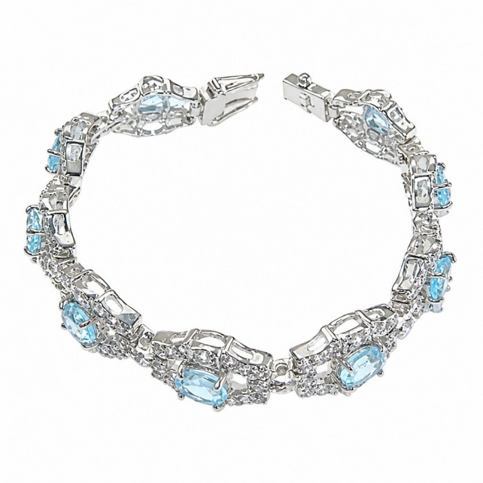 Oceansite - Magnificent 42.5 carat Swiss Blue Topaz .925 Sterling Silver handcrafted Heavy Bracelet