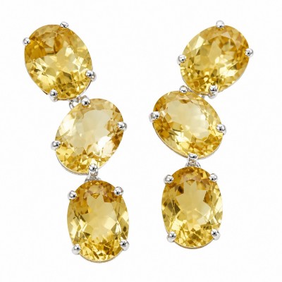 Victoria Authentic 15.5 carat Brazilian Citrine .925 Sterling Silver brilliantly handcrafted Statement earrings