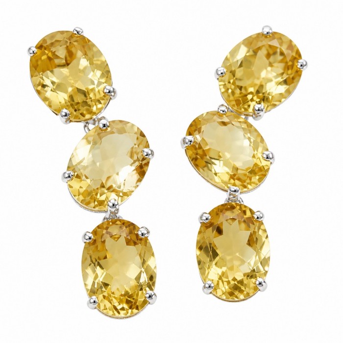 Victoria Authentic 15.5 carat Brazilian Citrine .925 Sterling Silver brilliantly handcrafted Statement earrings