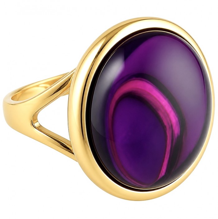 Top quality 22.5 carat Amethyst .925 Sterling Silver dipped in 18K Gold Handcrafted Large Ring size 8 1/4