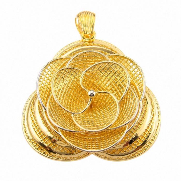 Dubai Style - Golden Rose .925 Sterling Silver dipped in 22K Gold handmade Pendant