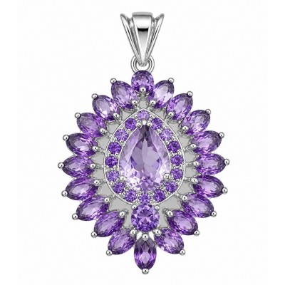 Divine Protection 18.8 carat Precious Amethyst .925 Sterling Silver dipped in rhodium handcarfted Pendant