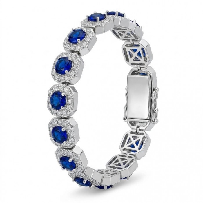 Beauty of Nature - natural 22.5 carat Sapphire .925 Sterling Silver handmade Statement Bracelet