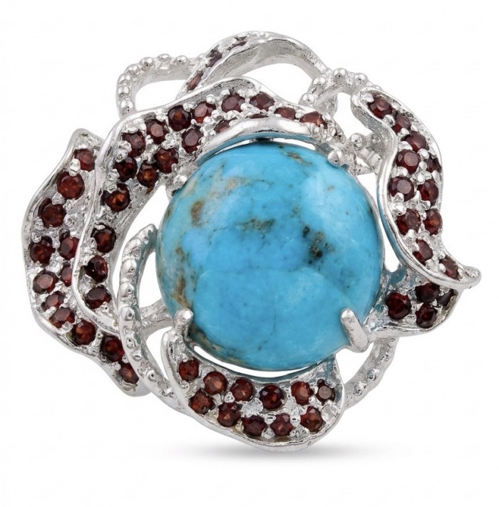 Serenity 10.4 carat real Turquoise .925 Sterling Silver handmade Statement Ring size 8