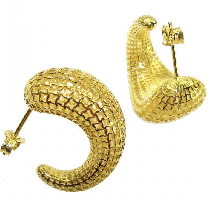 Dubai Style - .925 Sterling Silver dipped in 22K Gold handmade Earrings