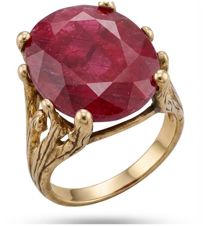 Bella Rosa Genuine 17.5 CARAT Star Ruby 14K Gold over .925 Sterling Silver Large Statement Ring size 8