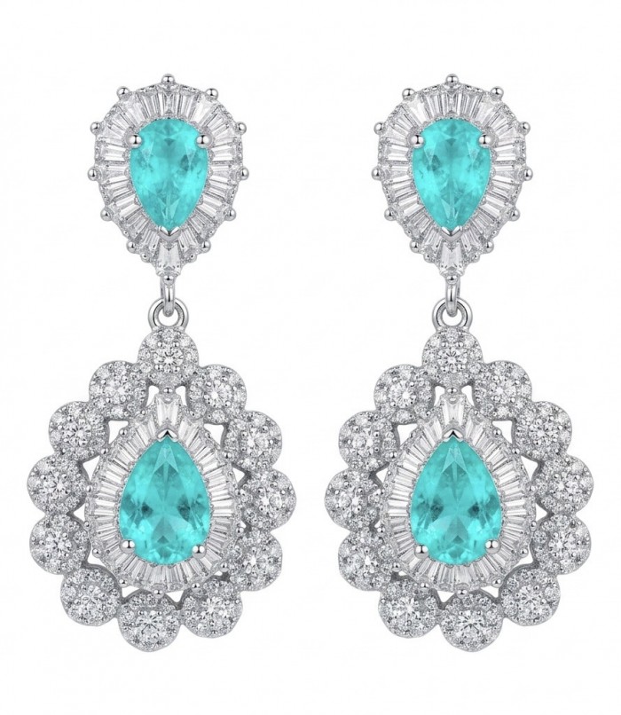 Estelle - Authentic 4.5 carat COLOMBIAN EMERALD .925 Sterling Silver handcrafted Statement earrings