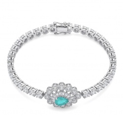 Estelle - Authentic 3.2 carat COLOMBIAN EMERALD .925 Sterling Silver handcrafted Statement Bracelet