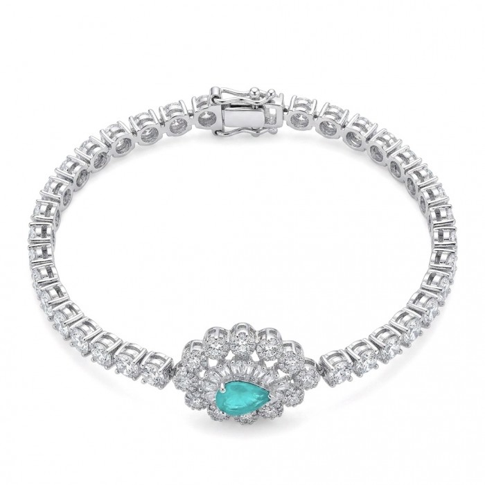 Estelle - Authentic 3.2 carat COLOMBIAN EMERALD .925 Sterling Silver handcrafted Statement Bracelet