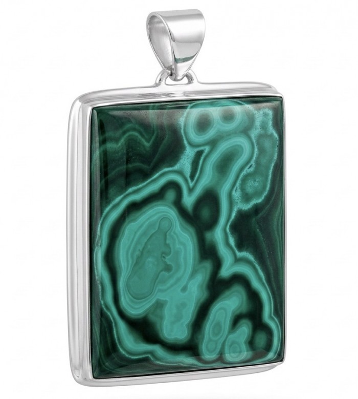 Amazonia 55.2 carat natural Malachite Sterling Silver handmade Pendant