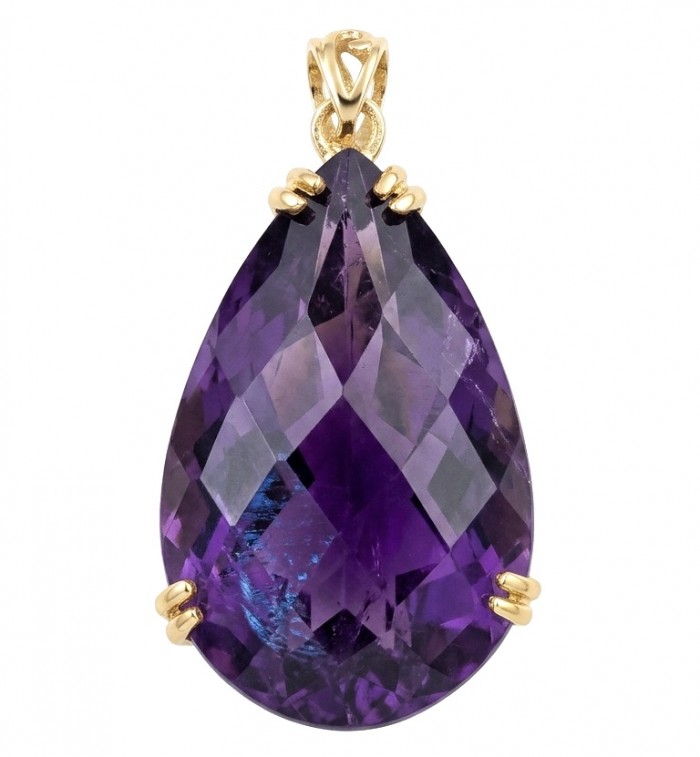 Mademoiselle - 18.5 carat natural Amethyst .925 Sterling Silver dipped in 22K White Gold handcrafted Pendant