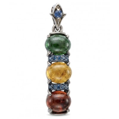 Stella 8.5 carat Brazilian Watermalon Tourmaline black rhodium over .925 Sterling Silver handmade Pendant