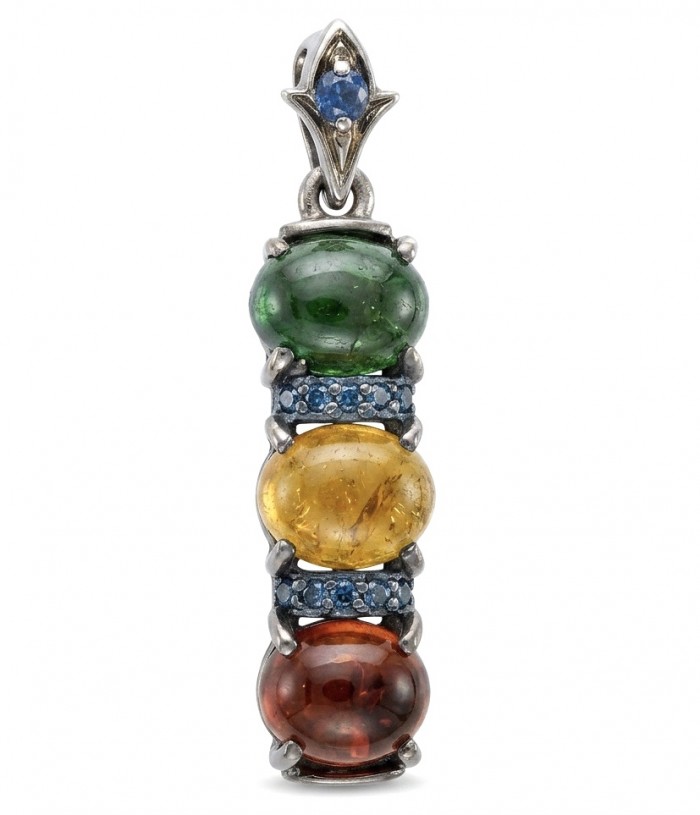 Stella 8.5 carat Brazilian Watermalon Tourmaline black rhodium over .925 Sterling Silver handmade Pendant