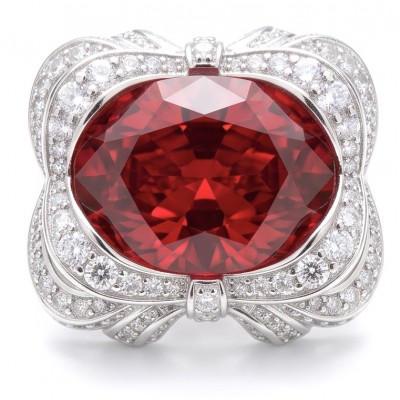 Rose Garden - Victorian style - 22.5 carat Ruby .925 Sterling Silver handcrafted Brooch