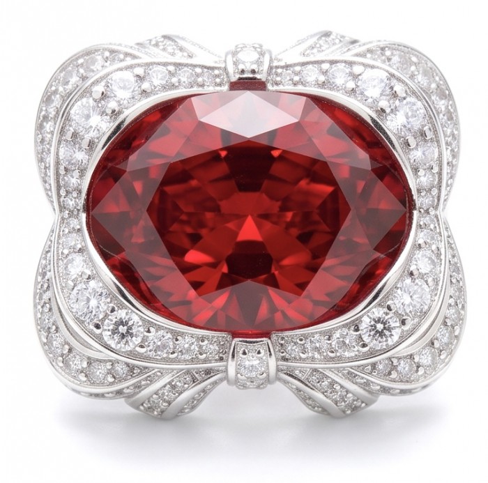 Rose Garden - Victorian style - 22.5 carat Ruby .925 Sterling Silver handcrafted Brooch