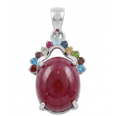 Authentic 6.5 CARAT Ruby .925 Sterling Silver Pendant