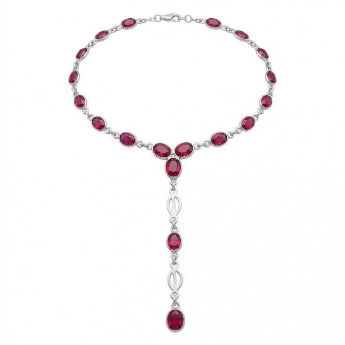 Giovanna - Magnificent Jewel 10.8 carat Ruby .925 Sterling Silver handcrafted Statement Necklace
