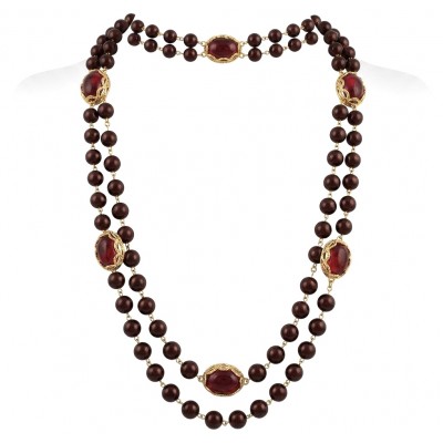 Incredible 48 inches long Red Topaz 10K Gold over .925 Sterling Silver handmade Necklace