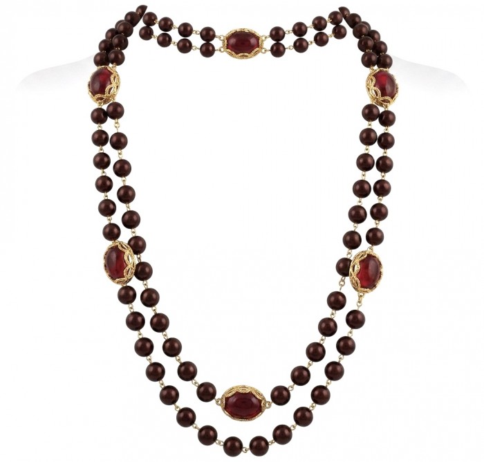 Incredible 48 inches long Red Topaz 10K Gold over .925 Sterling Silver handmade Necklace