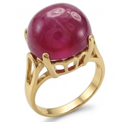 Giovanna 9.7 carat Kashmir Ruby .925 Sterling Silver dipped in 22K Gold handmade Statement Ring size 6 1/4