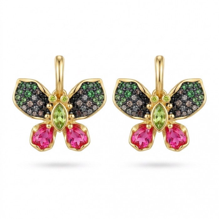 Giovanna - Authentic 6.5 carat Peridot 14K Gold over .925 Sterling Silver handcrafted earrings