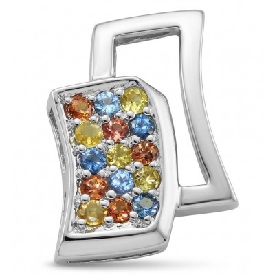 Modern Concept authentic 4.8 carat multicolor Sapphire .925 Sterling Silver handmade Pendant