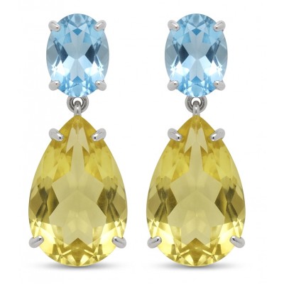 Giovanna - Authentic 27.9 carat Brazilian Citrine .925 Sterling Silver dipped in rhodium handcrafted earrings