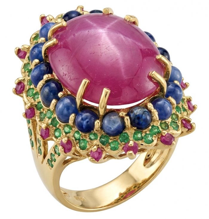 King of Gems Genuine 24.5 CARAT Mozambique Ruby 18K Gold over .925 Sterling Silver Large Statement Ring size 9 - video