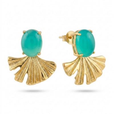 Unique genuine 8.5 carat Jade 18K Gold over over .925 Sterling Silver handcrafted earrings
