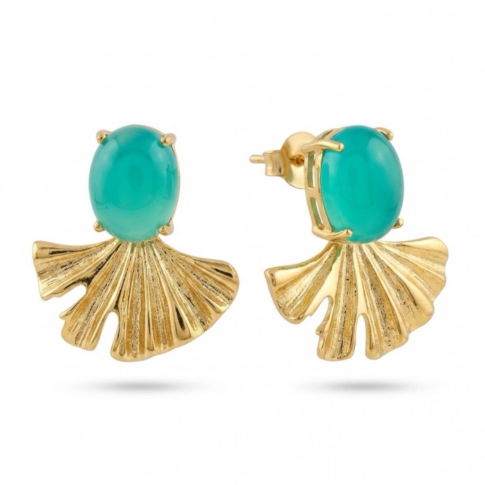 Unique genuine 8.5 carat Jade 18K Gold over over .925 Sterling Silver handcrafted earrings