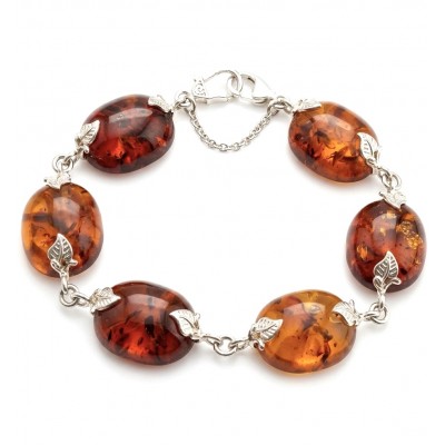 Golden Baltic Amber .925 Sterling Silver dipped in rhodium handamde Bracelet