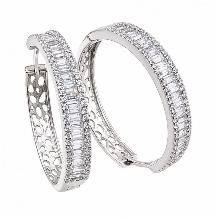 Allure Natural 8.2 carat White Topaz .925 Sterling Silver handcrafted hoop earrings
