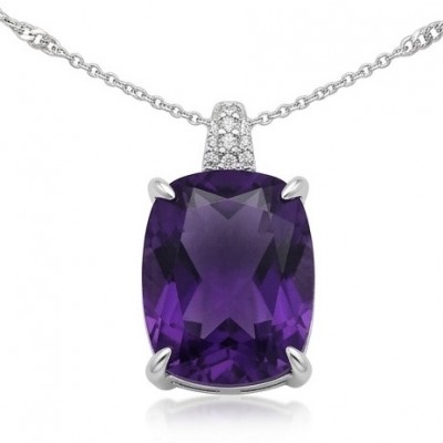 Classic design baquette cut 22.5 carat African Amethyst .925 Sterling Silver dipped in rhodium handcrafted necklace