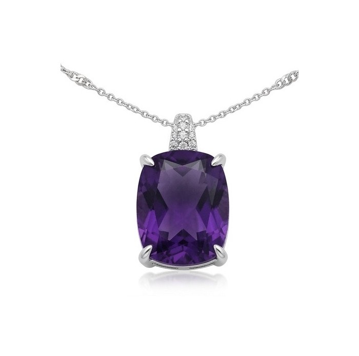 Classic design baquette cut 22.5 carat African Amethyst .925 Sterling Silver dipped in rhodium handcrafted necklace