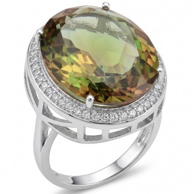 Precious 22.9 CARAT Alexandrite .925 Sterling Silver Statement HUGE Ring s. 8