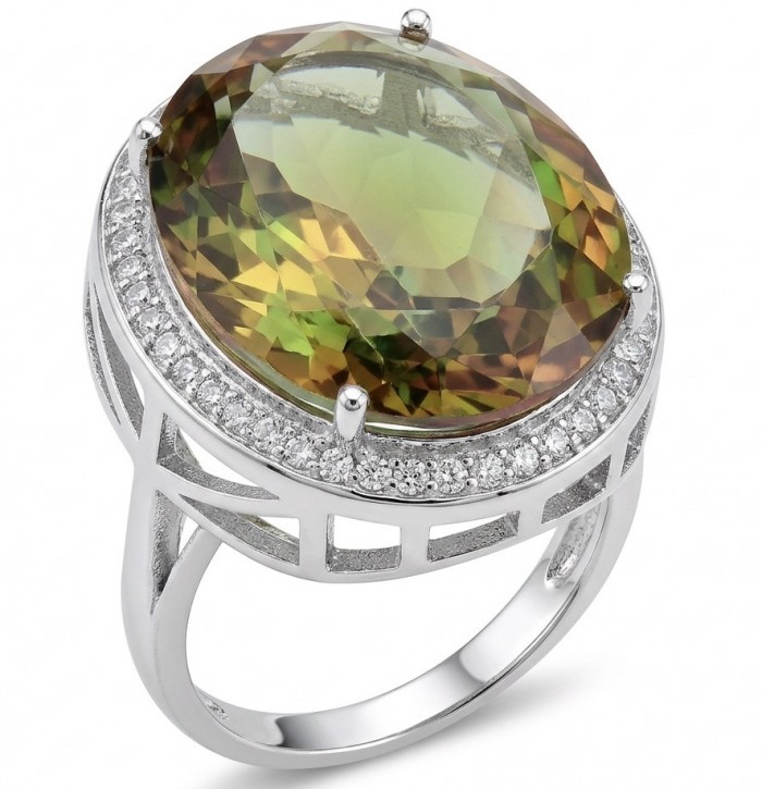 Precious 22.9 CARAT Alexandrite .925 Sterling Silver Statement HUGE Ring s. 8