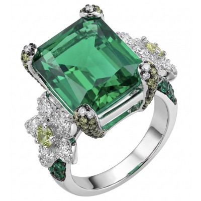 Green Royalty Natural 18.6 carat Chrome Diopside .925 Sterling Silver dippedin rhodium Solid ring size 6