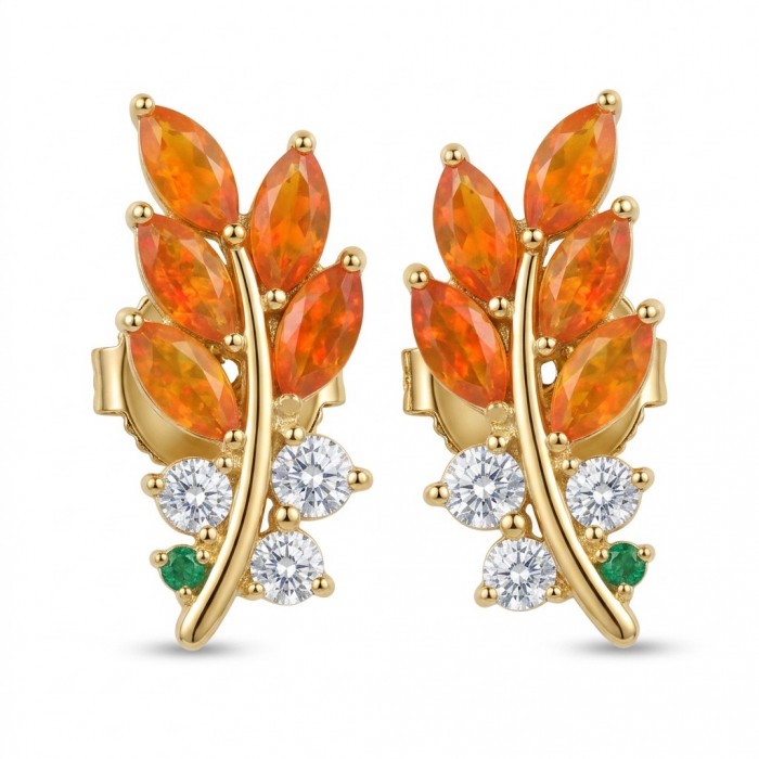 Valentina 3.9 carat Natural Orange Opal 22kGold over .925 Sterling Silver dipped in 22K Gold handcrafted earrings