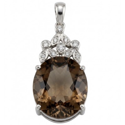 Luxury genuine 22.7 CARAT oval cut Champagne Topaz .925 Sterling Silver dipped in rhodium handmade Pendant
