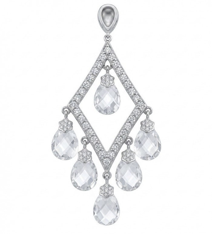 Luxurious 11.4 carat White Topaz .925 Sterling Silver handcrafted pendant