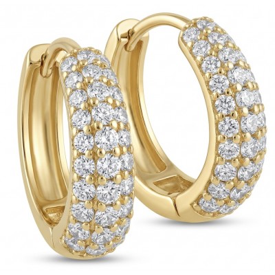 Dubai Style - 0.8 carat pave White Topaz .925 Sterling Silver dipped in 18K Gold handmade Earrings