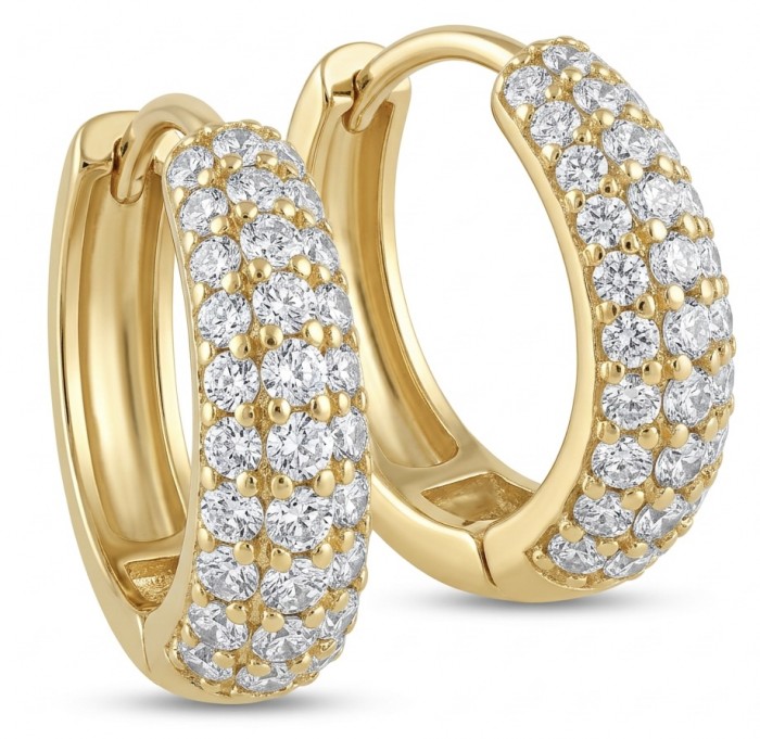 Dubai Style - 0.8 carat pave White Topaz .925 Sterling Silver dipped in 18K Gold handmade Earrings