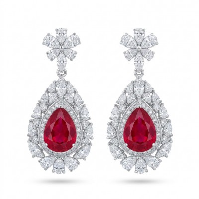 Exquisite 10.4 ctw Mozambique Ruby .925 Sterling Silver handcrafted Statement earrings
