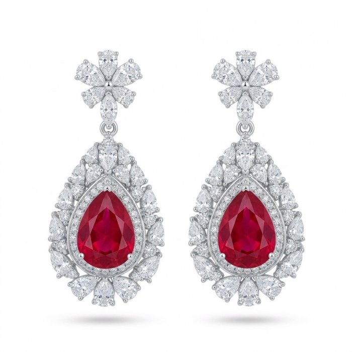 Exquisite 10.4 ctw Mozambique Ruby .925 Sterling Silver handcrafted Statement earrings - video