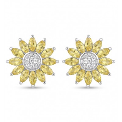 Vivien - Natural 2.2 carat yellow Sapphire .925 Sterling Silver dipped in rhodium handmade earrings